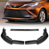 For 2021-2023 Toyota Sienna LE XLE MP-Style Carbon Look 3-Pcs Front Bumper Spoiler Lip