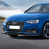 For 2019-2020 Audi A4 B9 S-Line Carbon Fiber 3-Pcs Front Bumper Splitter Spoiler Lip