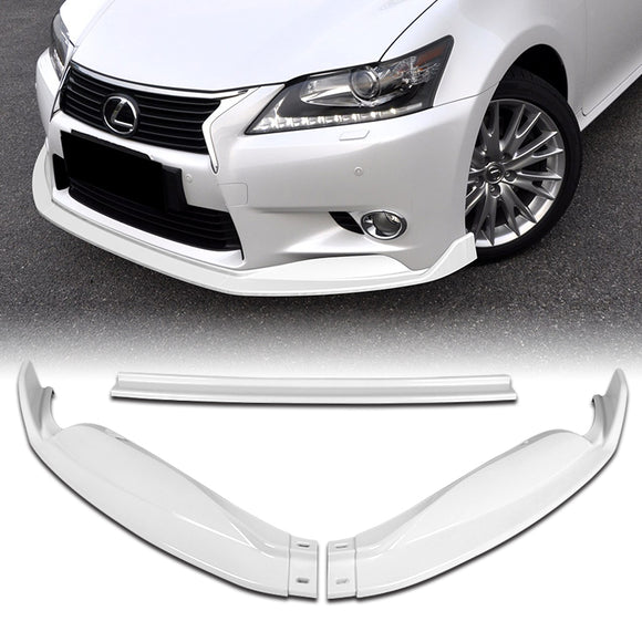 For 2013-2015 Lexus GS350 GS450h Base Painted White 3-pcs Front Bumper Spoiler Lip