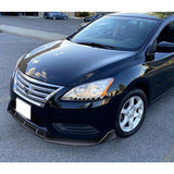 For 2013-2015 Nissan Sentra Painted Black  3-Pcs Front Bumper Body Splitter Spoiler Lip