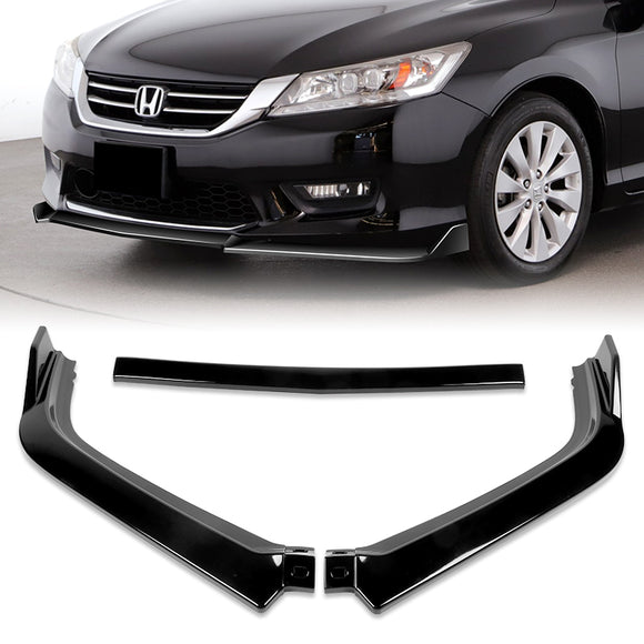 For 2013-2015 Honda Accord Sedan Painted Black 3-Pcs Front Bumper Splitter Spoiler Lip