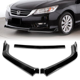 For 2013-2015 Honda Accord Sedan Painted Black 3-Pcs Front Bumper Splitter Spoiler Lip