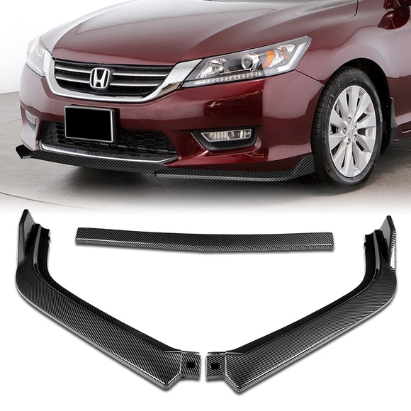 For 2013-2015 Honda Accord Sedan Carbon Look 3-Pcs  Front Bumper Splitter Spoiler Lip