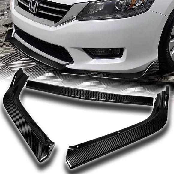 For 2013-2015 Honda Accord Sedan Carbon Fiber 3-PCS  Front Bumper Splitter Spoiler Lip