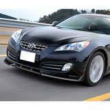 For 2010-2012 Hyundai Genesis Coupe Painted Black 3-PCS Front Bumper Body Spoiler Lip