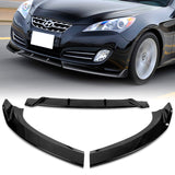 For 2010-2012 Hyundai Genesis Coupe Painted Black 3-PCS Front Bumper Body Spoiler Lip