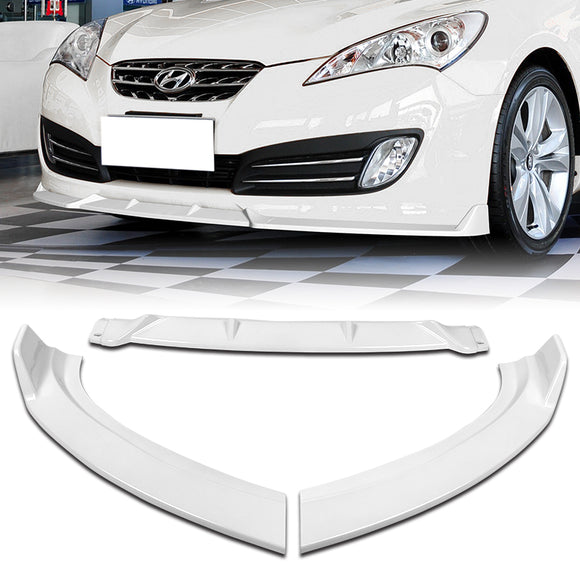 For 2010-2012 Hyundai Genesis Coupe Painted White 3-PCS Front Bumper Body Spoiler Lip