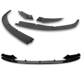 For 2011-2016 BMW F10 528i 530i M-Sport Painted Black 4-PCS Front Bumper Spoiler Lip