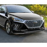For 2017-2022 Hyundai IONIQ STP-Style Painted Black 3-Piece Front Bumper Body Spoiler Splitter Lip Kit with Windshield Banner Combo