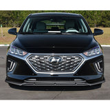 For 2017-2022 Hyundai IONIQ STP-Style Painted Black 3-Piece Front Bumper Body Spoiler Splitter Lip Kit with Windshield Banner Combo