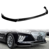 For 2017-2022 Hyundai IONIQ STP-Style Painted Black 3-Piece Front Bumper Body Spoiler Splitter Lip Kit with Windshield Banner Combo