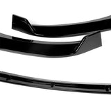 For 2017-2022 Hyundai IONIQ STP-Style Painted Black 3-Piece Front Bumper Body Spoiler Splitter Lip Kit with Windshield Banner Combo