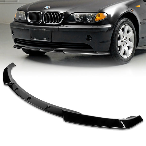 2002-2005 BMW 3-Series E46 Sedan Painted Black 3-Piece Front Bumper Body Spoiler Splitter Lip Kit with Free Gift