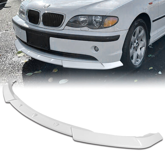 2002-2005 BMW 3-Series E46 Sedan Painted White 3-Piece Front Bumper Body Spoiler Splitter Lip Kit with Free Gift