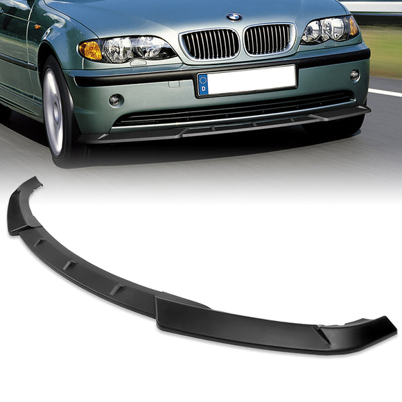 2002-2005 BMW 3-Series E46 Sedan Unpainted Matte Black 3-Piece Front Bumper Body Spoiler Splitter Lip Kit