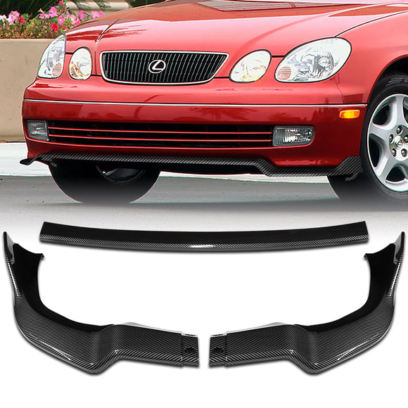 For 1998-2005 Lexus GS300 GS400 GS430 Carbon Painted 3-PCS Front Bumper Spoiler Lip