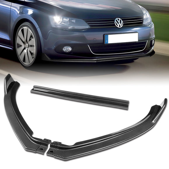 2011 - 2014 Volkswagen VW Jetta 6 / MK6 Carbon Look 3-Piece Front Bumper Body Spoiler Splitter Lip Kit