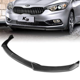 2014-2016 Kia Forte EX LX SX Carbon Look 3-Piece Front Bumper Body Spoiler Splitter Lip Kit with Moulding Trim Molding Strip