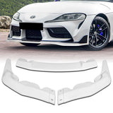 2019-2026 Toyota Supra A90 Painted White 3-Piece Front Bumper Body Spoiler Splitter Lip Kit with Keychain Set