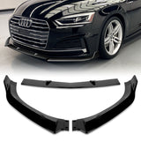 2017-18 AUDI A5 B9 Painted Black 3-Piece Front Bumper Body Spoiler Splitter Lip Kit with Keychain