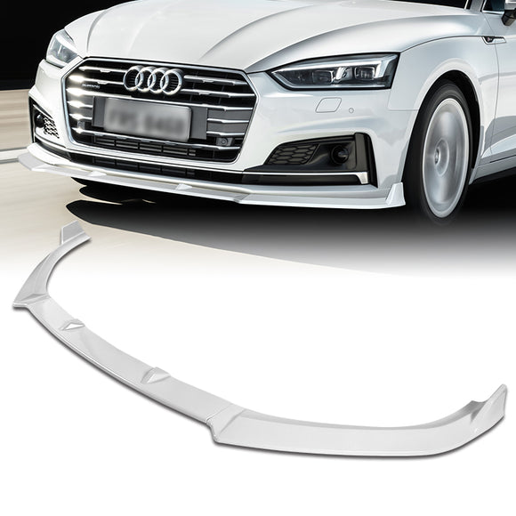 2017-18 AUDI A5 B9 Painted White 3-Piece Front Bumper Body Spoiler Splitter Lip Kit with Keychain