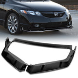 For 2009-2011 Honda Civic 4DR GT-Style Painted Black 3-Piece Front Bumper Body Spoiler Splitter Lip Kit with Free Gift
