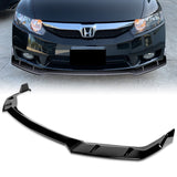 For 2009-2011 Honda Civic 4DR GT-Style PAINTED Black 3-Piece Front Bumper Body Spoiler Splitter Lip Kit