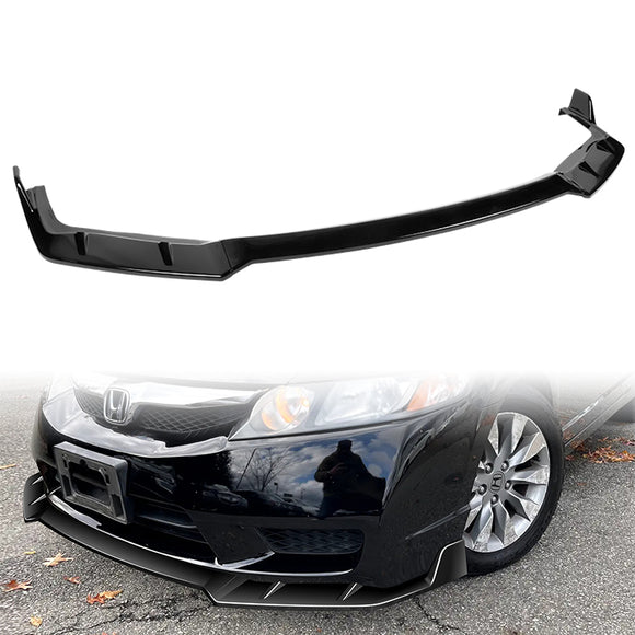 For 2009-2011 Honda Civic 4DR GT-Style PAINTED Black 3-Piece Front Bumper Body Spoiler Splitter Lip Kit