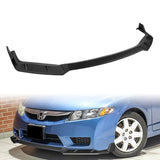 For 2009-2011 Honda Civic 4DR GT-Style Matte Black 3-Piece Front Bumper Body Spoiler Splitter Lip Kit with Free Gift