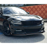 2015-2022 Dodge Charger SXT Painted Black 3-Piece Front Bumper Body Spoiler Splitter Lip Kit with Badge Scratch Guard Set