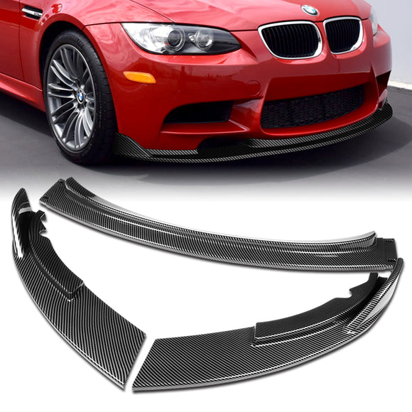 2008-2013 BMW E90 E92 E93 M3 Carbon Look 3-Piece Front Bumper Body Spoiler Splitter Lip Kit