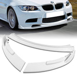 2008-2013 BMW E90 E92 E93 M3 Painted White 3-Piece Front Bumper Body Spoiler Splitter Lip Kit with Vinyl Hood Sticker