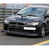 2008-2015 Mitsubishi Evolution X R-Style Painted Black 3-Piece Front Bumper Body Spoiler Splitter Lip Kit