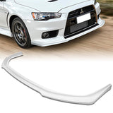 2008-2015 Mitsubishi Evolution X R-Style Painted White 3-Piece Front Bumper Body Spoiler Splitter Lip Kit with Lanyard Set