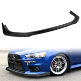 2008-2015 Mitsubishi Evolution X R-Style Unpainted Black 3-Piece Front Bumper Body Spoiler Splitter Lip Kit with Lanyard Set
