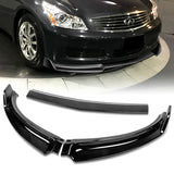 2007-2009 Infiniti G35 G37 4DR GT-Style Painted Black 3-Piece Front Bumper Body Spoiler Splitter Lip Kit