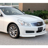 2007-2009 Infiniti G35 G37 4DR GT-Style Painted White 3-Piece Front Bumper Body Spoiler Splitter Lip Kit with Metal Emblems Set