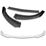 2007-2009 Infiniti G35 G37 4DR GT-Style Painted White 3-Piece Front Bumper Body Spoiler Splitter Lip Kit with Metal Emblems Set