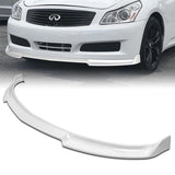 2007-2009 Infiniti G35 G37 4DR GT-Style Painted White 3-Piece Front Bumper Body Spoiler Splitter Lip Kit with Metal Emblems Set