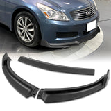 2007-2009 Infiniti G35 G37 4DR GT-Style Unpainted Matte Black 3-Piece Front Bumper Body Spoiler Splitter Lip Kit