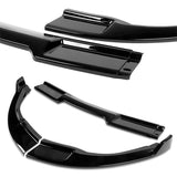 2003-2007 Infiniti G35 Coupe GT-Style Painted Black 3-Piece Front Bumper Body Spoiler Splitter Lip Kit with Metal Badge Emblems Set