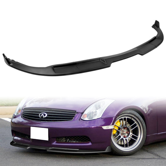 2003-2007 Infiniti G35 Coupe GT-Style Unpainted Matte Black 3-Piece Front Bumper Body Spoiler Splitter Lip Kit