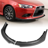 2009-2015 Mitsubishi Lancer GT GTS RA-Style Carbon Look 3-Piece Front Bumper Body Spoiler Splitter Lip Kit with free Emblem
