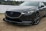 2019-2021 Mazda 6 Atenza Painted Black 3-Piece Front Bumper Body Spoiler Splitter Lip Kit with Carbon Fiber Emblem