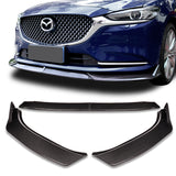 2019-2021 Mazda 6 Atenza Carbon Look 3-Piece Front Bumper Body Spoiler Splitter Lip Kit with Carbon Fiber Emblem