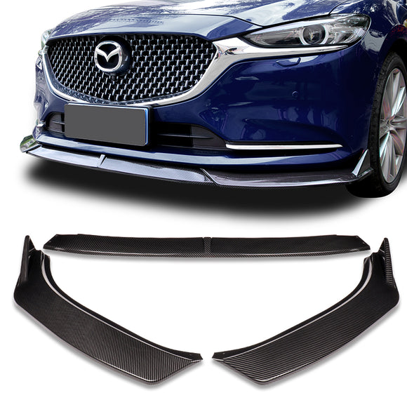 2019-2021 Mazda 6 Atenza Carbon Look 3-Piece Front Bumper Body Spoiler Splitter Lip Kit
