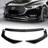 2019-2021 Mazda 3 Mazda3 Painted Black 3-Piece Front Bumper Body Spoiler Splitter Lip Kit
