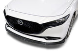 2019-2021 Mazda 3 Mazda3 Carbon Style 3-Piece Front Bumper Body Spoiler Splitter Lip Kit with Carbon Fiber Emblem