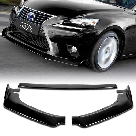 2014-2016 Lexus IS Base Painted Black Front Bumper Body Kit Spoiler Lip 3PCS with Screw Bolt Cap Covers