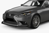 For 2014-2016 Lexus IS Base Unpainted BLK Front Bumper Body Kit Spoiler Lip 3PCS with Screw Bolt Cap Covers